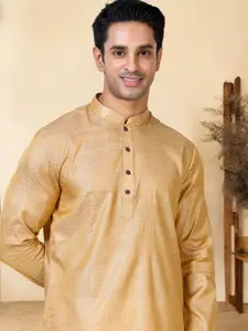 TATTVA Ethnic Motifs Woven Design Mandarin Collar Straight Kurta