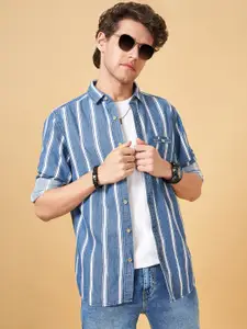 SF JEANS by Pantaloons Spread Collar Long Sleeves Slim Fit Striped Casual Shirt