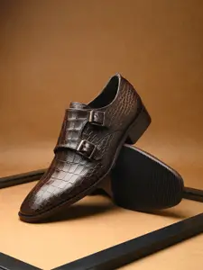 CARLO ROMANO Men Textured Leather Formal Slip-Ons