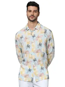 Celio Classic Floral Printed Spread Collar Long Sleeves Casual Shirt
