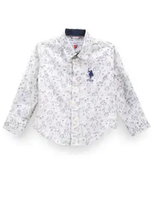 U.S. Polo Assn. Kids Boys Classic Fit Conversational Printed Roll-Up Sleeves Casual Shirt