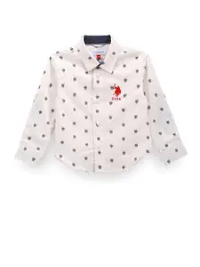 U.S. Polo Assn. Kids Boys Logo Printed Spread Collar Classic Casual Shirt