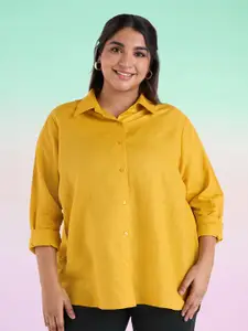 Big Hello - The Plus Life   Spread Collar Linen Casual Shirt