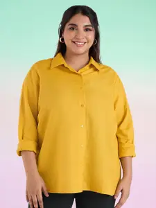 Big Hello - The Plus Life   Spread Collar Linen Casual Shirt