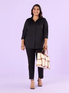 Big Hello - The Plus Life   Spread Collar Cotton Casual Shirt