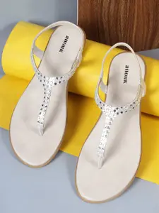 Anouk Women Printed Open Toe Flats with Laser Cuts