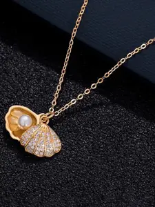 MEENAZ Gold-Plated Diamond Shaped Pendants with Chains