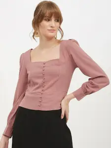 Fab Star Square Neck Cuffed Sleeve Top