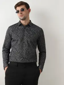 SELECTED Slim Fit Opaque Floral Printed Cotton Formal Shirt
