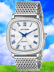 LOIS CARON Men Patterned Dial & Stainless Steel Bracelet Style Straps Analogue Watch LCS-4271