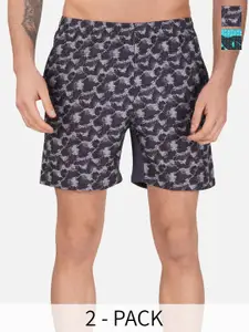 NEVER LOSE Men Pack Of 2 Printed Mid-Rise Swim Shorts