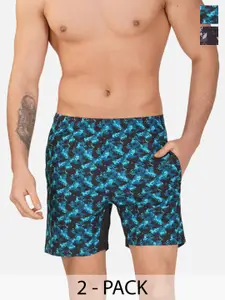 NEVER LOSE Men Camouflage Printed Shorts