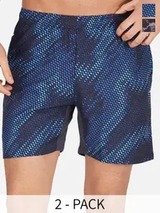 NEVER LOSE Men Pack Of 2 Printed Sports Shorts