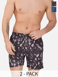NEVER LOSE Men Pack Of 2 Printed Sports Shorts