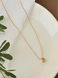 ToniQ Gold-Plated Half Moon Shaped Pendant With Chain