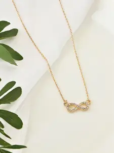 ToniQ Gold-Plated Stone-Studded Infinity Pendant Chain