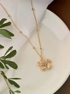 ToniQ Gold-Plated CZ-Studded Pendant With Chain