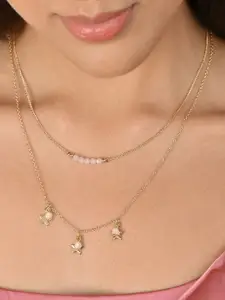 ToniQ Gold-Plated Star-Shaped Charm Layered Necklace