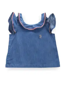 U.S. Polo Assn. Kids Girls Round Neck Cap Sleeves Top