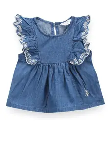 U.S. Polo Assn. Kids Girls Flutter Sleeve Denim Top