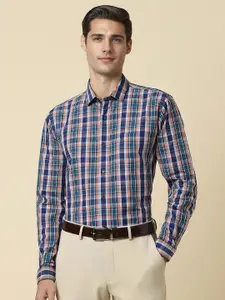 Allen Solly Checked Slim Fit Spread Collar Cotton Curved Formal Shirt