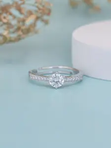 Ornate Jewels 925 Sterling Silver American Diamond Solitaire Adjustable Ring for Women