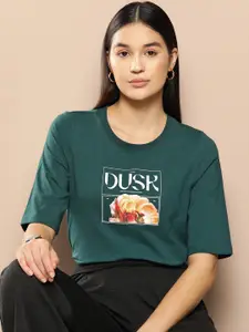 Chemistry Printed Drop-Shoulder Pure Cotton T-shirt