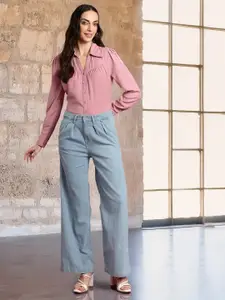 all about you Women Wide Leg High-Rise Stretchable Jeans