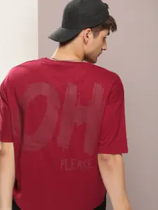 Kook N Keech Men Typography Printed Oversized Drop-Shoulder Sleeves Pure Cotton T-shirt