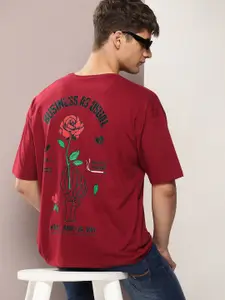 Kook N Keech Men Graphic Printed Oversized Drop-Shoulder Sleeves Pure Cotton T-shirt