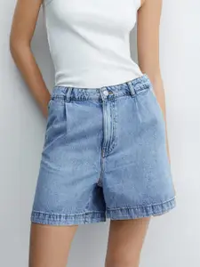 MANGO Women Pure Cotton Slouchy Denim Shorts