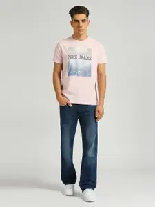 Pepe Jeans Men Typography Printed Pure Cotton Pockets Slim Fit T-shirt