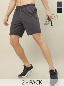 Technosport Men Pack Of 2 Slim Fit Training or Gym Sports Shorts