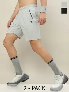 Technosport Men Pack Of 2 Slim Fit Training or Gym Sports Shorts