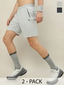 Technosport Men Pack Of 2 Slim Fit Training or Gym Sports Shorts