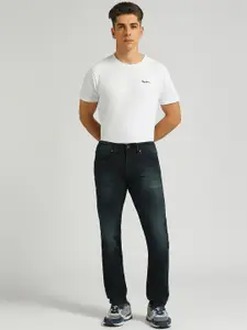 Pepe Jeans Men Tapered Fit Low-Rise Low Distress Light Fade Stretchable Jeans