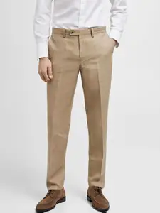MANGO MAN Pure Linen Slim Fit Formal Trousers