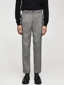MANGO MAN Checked Slim Fit Pleated Trousers