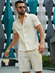 Campus Sutra Self-Design Shirt & Shorts Co-Ord