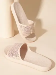 Goldstar Women Embellished Rubber Sliders
