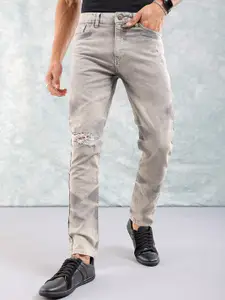 The Indian Garage Co Men Slim Fit Mildly Distressed Heavy Fade Jeans