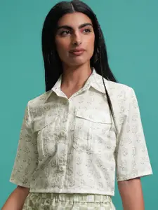 Tokyo Talkies Floral Printed Shirt Collar Shirt With Shorts Co-Ords