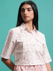 Tokyo Talkies Floral Printed Shirt Collar Shirt With Shorts Co-Ords