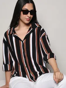 Campus Sutra Women Classic Boxy Opaque Striped Casual Shirt