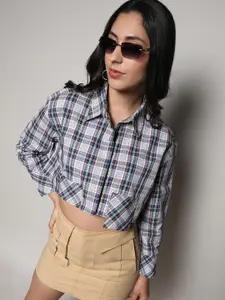 Campus Sutra Women Classic Tartan Checks Opaque Checked Casual Shirt