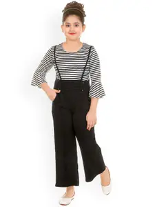 BAESD Girls Straight Leg Dungarees With Striped Top