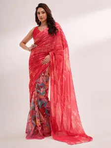 modeva Floral Printed Pure Georgette Ready to Wear Saree