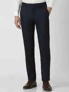 Van Heusen Men Slim Fit Checked Mid-Rise Formal Trousers