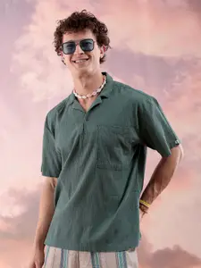 The Indian Garage Co Men Relaxed Fit Textured  Resortwear Kurta Shirt