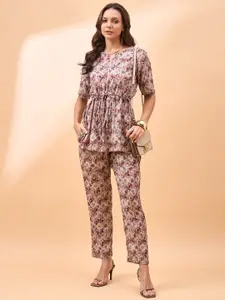 all about you Printed Top With Trouser Co-Ords